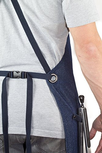 Hudson Durable Goods - Professional Grade Chef Apron for Kitchen, BBQ & Grill - color: Blue Denim