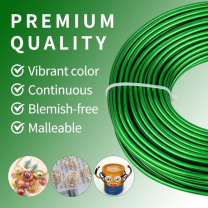 9 Gauge Aluminum Craft Wire, 52.5FT Bendable Armature Wire for Sculpting, Jewelry Making, DIY Crafting, Doll Making, Modelling, Bonsai Training(Grass Green) - color: Grass Green