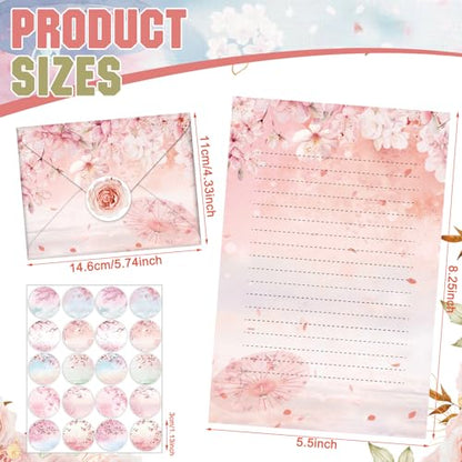 TaoBary 160 Pcs Cherry Blossom Stationery Paper and Envelopes Set - size: 5.5 x 8.25 Inch, style: Cherry Blossom