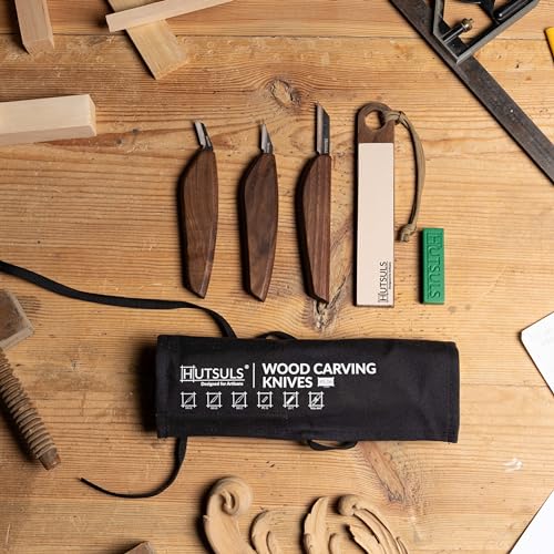 Hutsuls S.06 Wood Carving Knives Kit - Carver’s Choice Whittling Knives for Precision Work, Complete Beginners Whittling Wood Carving Knife Set, Master Craft Wood Whittling Kit for Beginners Kids - color: walnut