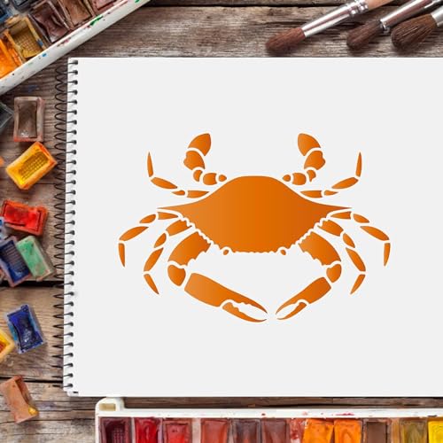 FINGERINSPIRE Crab Stencil 11.7x8.3Inch Ocean Animal Stencil Template Decor | A4 Size Sea Creatures Stencil Summer Ocean Beach Nautical Stencil for Painting On Wood Canvas Paper Fabric Walls Furniture