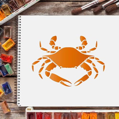 FINGERINSPIRE Crab Stencil 11.7x8.3Inch Ocean Animal Stencil Template Decor | A4 Size Sea Creatures Stencil Summer Ocean Beach Nautical Stencil for Painting On Wood Canvas Paper Fabric Walls Furniture