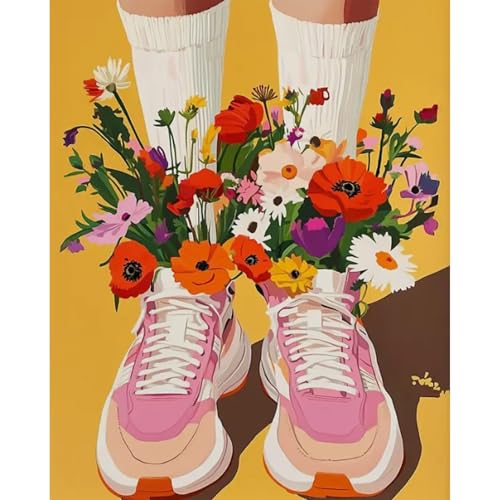Paint by Numbers Kit for Adults, Sneakers DIY Painting Kit, 16x20 Inch - color: CYOP1P09