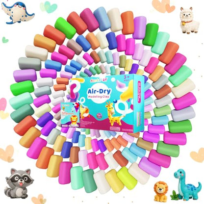 Aestd-ST Air Dry Clay 160 Colors, Modeling Clay for Kids, DIY Magic Clay | Molding Clay Kit, 4 Sculpting Tools, Resealable bags, Non-Sticky Soft, Super Light, Arts & Crafts Gift for Boys Girls Kids