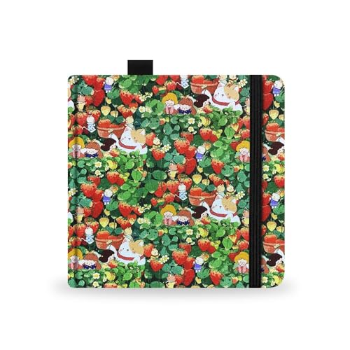 Square 5.1X5.1 300gsm Fine Textures Watercolor Journal Hardbound 40pgs(20 Sheets) Travel Size for Calligrapher Colored Pencil Watercolor Sketch Handmade Cloth Cover Notebook Strawberry Cat - color: Small-Strawberry Cat
