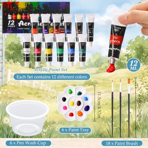 Cholemy 6 Set Paint and Sip Kit for Adults 8"x 10" Pre Drawn Canvas Painting with Wooden Easel Acrylic Paint Wash Cup Brushes Palette Apron for Painting DIY Adult's Date Party Supplies(Flower Animal) - style: Flower Animal