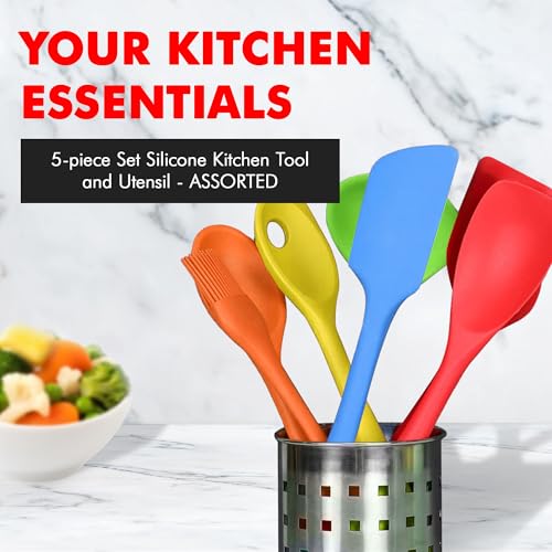 Chef Craft 5 Piece Multicolored Premium Silicone Kitchen Tool Set, Assorted (42086) - color: Assorted, size: 5 Piece Set