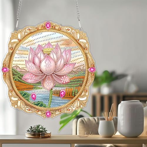 Bimkole Lotus Hanging Diamond Pearl Art Kits for Adults Pendant C34 - color: Hanging-Lotus