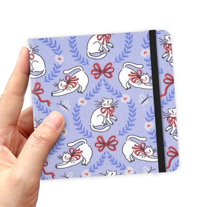 qianshan 4.8" x 4.8" Hardcover Sketchbook,Small Mixed Media Sketch Pad,96 Sheets 80gsm Acid-Free Artist Travel Journal Pocket Blank Notepad for Adults Drawing Painting,Art Supplies.Purple Bow Cat - color: 80gsm Cloth-purple bow cat