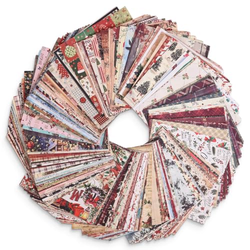 icceemee 200 Sheets Christmas Scrapbook Paper Set – Christmas Themed Craft Collage Paper for Junk Journaling, Bullet Journal, Poster Decor, Room Decoration, Card Making, and Gift Wrapping - color: Christmas