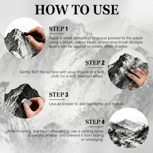 JAOJAO Charcoal Powder for Drawing 150ml for Drawing and Art