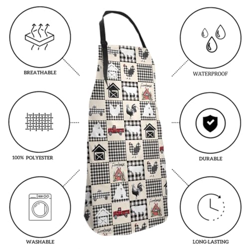 Imiss Waterproof Stain-Resistant Cooking Chef Aprons for Grill BBQ Baking 27 X 31 Inch - color: Farmhouse Rooster