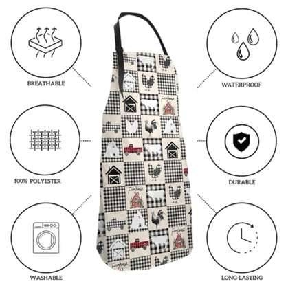 Imiss Waterproof Stain-Resistant Cooking Chef Aprons for Grill BBQ Baking 27 X 31 Inch - color: Farmhouse Rooster