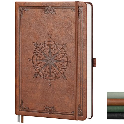 AHGXG Lined Journal Notebook, 192 Numbered Pages, A5 Size (5.7'' x 8.3'') - color: Brown, style: Lined