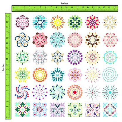 CrafTreat Reusable Fairytale Stencil Set for Painting on Wood, Wall, Furniture, Canvas, Paper & Fabric – 36 Piece Mermaid Design DIY Craft Paint Stencils 3x3 Inches - size: 36 Pcs - 3"X3", style: Small Mandala