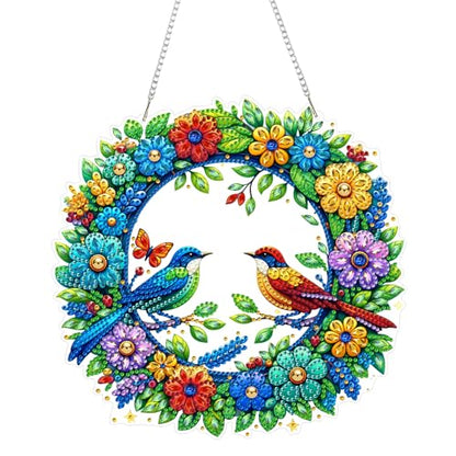 Eiflow Acrylic Diamond Art Hanging Kit for Adults, DIY Diamonds Painting Door Hanger Board Kit, Special Crystal Diamond Art Painting Pendant Ornament (Wreath) - color: Wreath