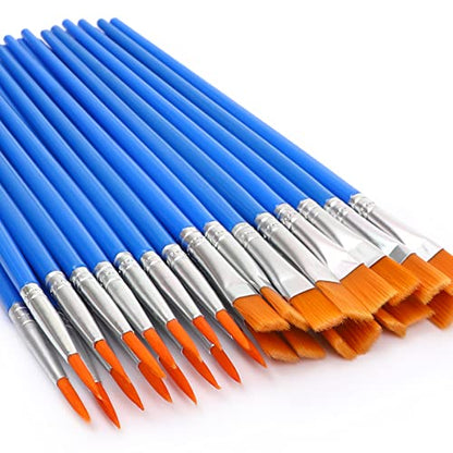 UPINS 30Pcs Small Paint Brushes Bulk for Detail Art Crafts and Painting - size: 6.69inch, style: Mix(15Flat +15Round)