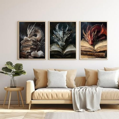 GOUOYANA Dragon Diamond Art Kits for Adults-3P Magic Book Diamond,Wall Art | Round Drill Dragon And Book Diamond Painting for Beginners DIY Rhinestone 5D Diamond dots(Gemstone Craft)Wall Art Gift12x16IN - color: DP01967