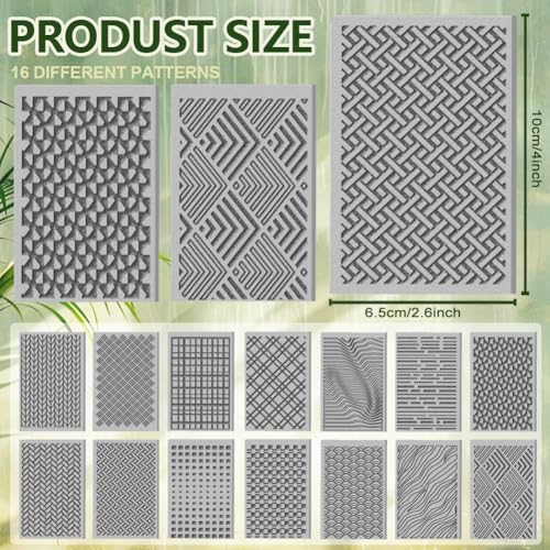 CHGCRAFT 16 Sheets Artistic Lines Clay Texture Mat Wavy and Plaid Pattern Polymer Clay Texture Sheets DIY Tools for Pottery Earring Jewelry Making Stamp Engraving Machines, 4x2.6inch - style: Artistic Lines Series
