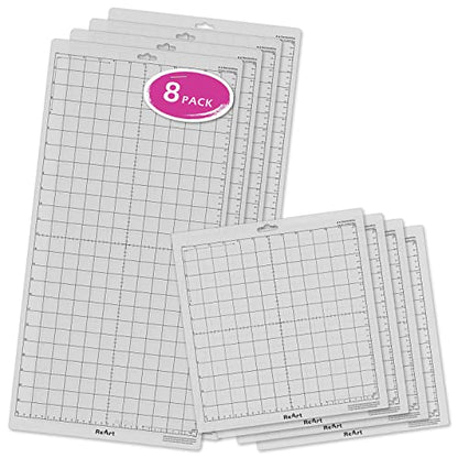 Standard Grip Cutting Mat for Silhouette Cameo - 12" x 24" 4 Pack 12"x12" 4 Pack Adhesive Cut Mat Replacement Set Matts Vinyl Craft | 12x24 4 Pack, 12x12 4 Pack - color: Standard Grip 8 Packs