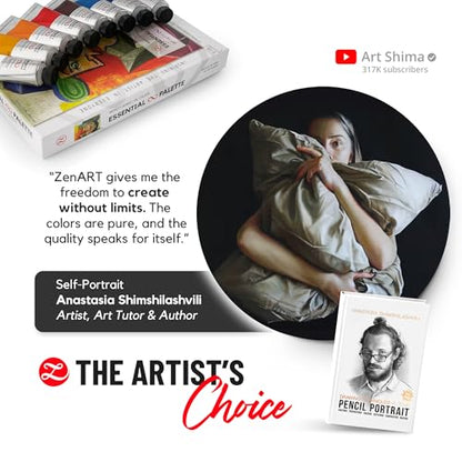 ZenART Professional Oil Paint Set - Artist Grade Primary Colors - 8x50ml | Essential Palette - Non-Toxic Large Tubes, Buttery Consistency, Rich Pigments, Lightfast Oil Paints for Artists & Beginners - color: Essential Palette (Primary Colors)