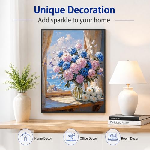 AUKELHJ Flowers Diamond Art Kits for Adults, Diamond Painting, 12x16 Inch - color: 08-Flowers