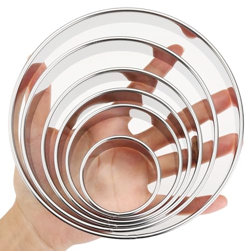 6-Piece Round Cookie Cutters (2, 3, 3.5, 4, 5, 6 Inch) Biscuit Cutter Set | Dishwasher Safe, Laser-Etched Sizes, Stainless Steel Circle Cookie Cutter for Baking, Thick Dough, Biscuits & Fondant - size: 6 Sizes Round Cutters
