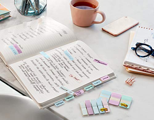 Post-it® Pastel Color Tabs, Gradient Blue, Pink, Clear, 36 Tabs/Pack - style: Flags