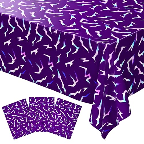 Blue Orchards Kpop Tablecovers (Pack of 3) - 54"x108" XL - Purple Birthday Party Decoration, Durable Disposable K-pop Tablecloth, Music Themed Decor, Korean Style Plastic Table Cloth, Event Backdrop - color: Kpop (Pack of 3)