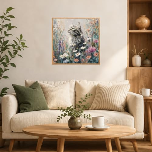 AUKELHJ Framed Paint by Numbers Kit for Adults, Cat, 10x10 inch - color: 04-Cat