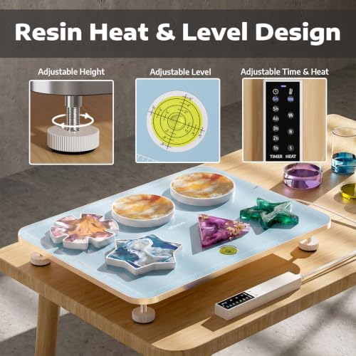 OFFNOVA 16×20" Large Resin Heating Mat & Leveling Table, 2-in-1 Epoxy Resin Tools, Resin Curing Machine for Resin Molds, Undeformed Resin Dryer with Smart Timer & Temperature Control, Silicone Mat - size: 16*20" Resin Curing Kit