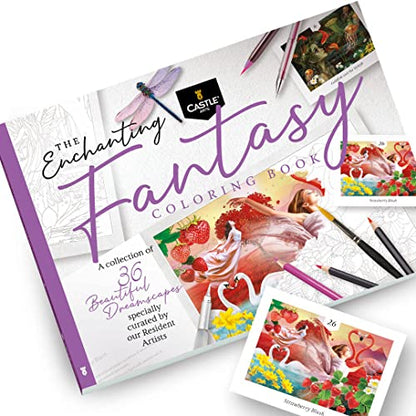 Castle Arts Fantasy Coloring Book for Adults - 36 Curated Designs | Fantastic dreamscapes curated by in-house artists to help you relax - color reference guide, no-show-through paper - color: Fantasy
