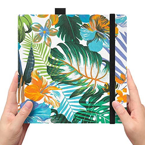 Square 8x8 Bleedproof Marker Paper Pad, 110 GSM Alcohol Ink Bristol Paper Sketchbook, Handmade Journal Hardbound 88 Sheets (176 Pages) Markers Ink Mediums Art Sketch Book Larges White Plantain - color: L-white plantain