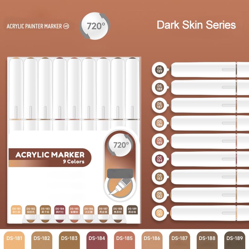 Water Based Acrylic Paint Markers, 9 Colors Paint Pen Set - color: Black Series-2