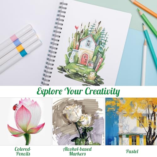 5.5 × 8.5 Inch Marker Paper Pad, 30 Sheets, 200gsm, Double-Sided | Bleedproof Acid-Free Paper, Smooth Surface, Spiral Bound, Tear-Off Pages, Works with Alcohol Markers, Pens & Acrylics - size: 5.5×8.5 Inch (1 Pack)
