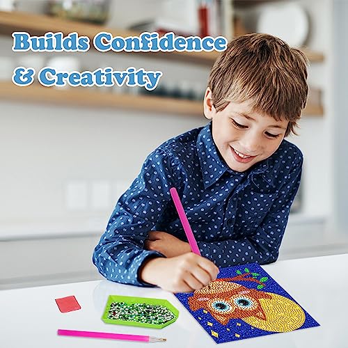 Labeol Diamond Art Kits for Kids Crafts for Girls Ages 6-8-10-12 Easy to DIY Creative Diamond Art Sticker Craft by Numbers Kits for Kids and Adult Beginners (4 Pack Adorable) - style: 4 pack Adorable