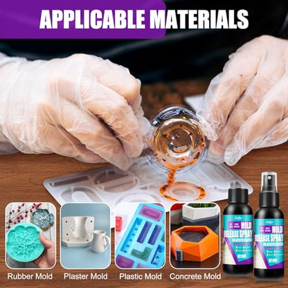 Silicone Mold Release Spray - Professional Mold Release Agent for Epoxy Resin and Candle Making, Fast Drying, Non-Stick, Easy to Demold, Epoxy Release Spray Suitable for Various Molds