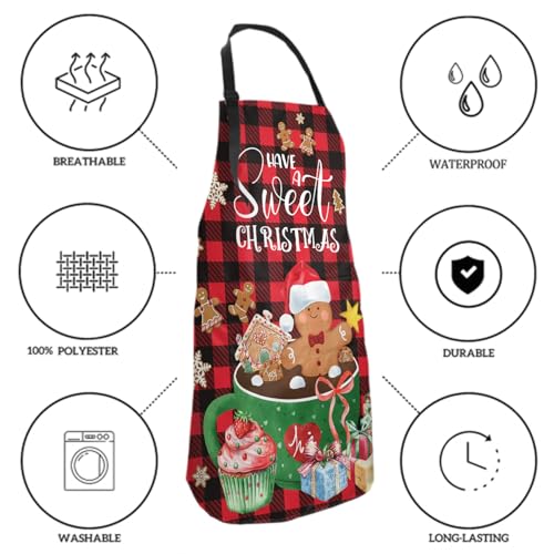 Giwawa Unisex Adult Apron Waterproof Stain Resistant Kitchen Cooking Apron with 2 Pockets for BBQ Grill Painting - color: Sweet Gingerbread