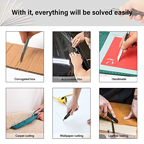 FOSHIO 60 Degree Snap Off Blades 9MM Universal Art Knife Replacement Blades, High Hardness Stainless Steel Auto Vinyl Wrap Box Cutters Knife, Pack of 100 - color: Orange - 60 Degree Blades