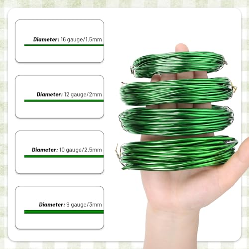 50 ft Green Aluminum Craft Wire, 12 Gauge 2mm Bendable Armature Wire - color: Green, size: 12 Gauge, 50 ft