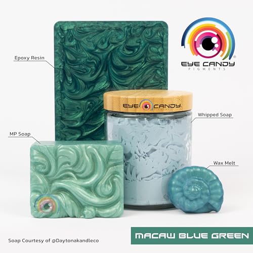 Eye Candy Pigments Premium Mica Powder - Macaw Blue Green (50gr) - for Epoxy, Resin, Soap, Paint, Woodworking, Acrylic Pouring, Bath Bombs, Fishing Lures - DIY Arts and Crafts Additive - color: Macaw Blue