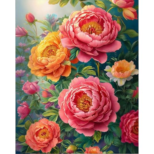 Paint by Numbers Kit for Adults, Peony Flowers Number Painting Canvas Kit - color: PeonyFlowers-1