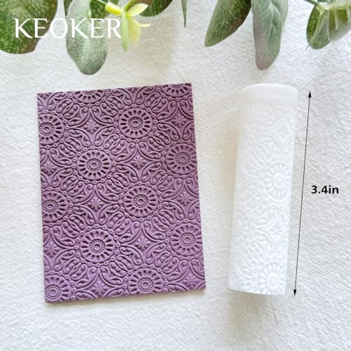 KEOKER Polymer Clay Texture Roller - 3PCS Boho Set for Making Earrings, Like Texture Sheets, Great with Clay Cutters - color: 3PCS ALL