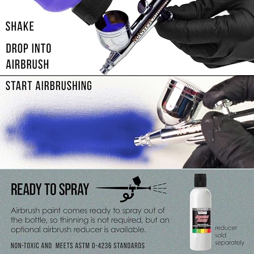 U.S. Art Supply Pearlized Silver Pearl Acrylic Special Effects Airbrush Paint - 8oz Ready to Spray Air Brush Paint for Nails, Models, Fabric - Water-Based Air Brush Painting - color: Silver Pearl, size: 8 Fl Oz (Pack of 1)