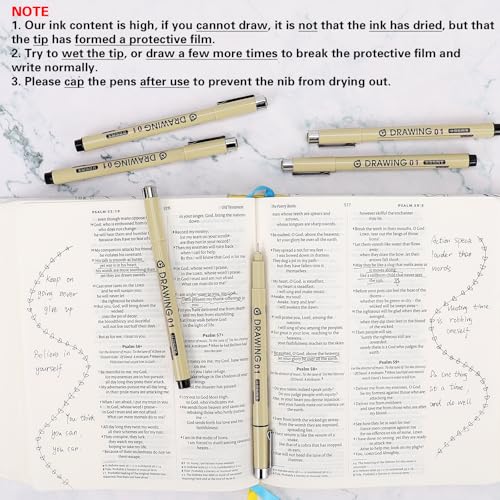 Muchcute Extra Fine Point Writing Pens,6 Black 0.25mm Smooth No Bleed Bible - color: 6 Extra Fine 01(0.25mm)