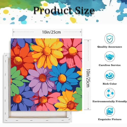 Flower Paint by Numbers Kit for Adults, DIY Canvas Oil Painting 10x10In | With Frame,Pre-printed Canvas, Vibrant Acrylic Paints & Brushes, Beginner Friendly DIY Craft, Perfect Home Wall Art Gift - color: Flower-2605