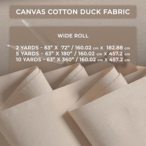 Canvas Fabric | Cotton Duck | Heavy | Natural 10oz | 63'' Wide | Arts & Crafts, Backings, Covers, Placemats (2 Yard) - size: 2 yard pre cut