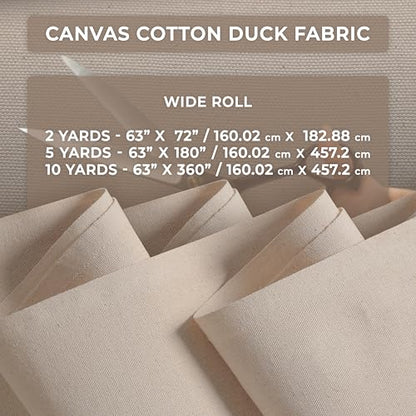 Canvas Fabric | Cotton Duck | Heavy | Natural 10oz | 63'' Wide | Arts & Crafts, Backings, Covers, Placemats (10 Yard) - size: 10 yard bolt