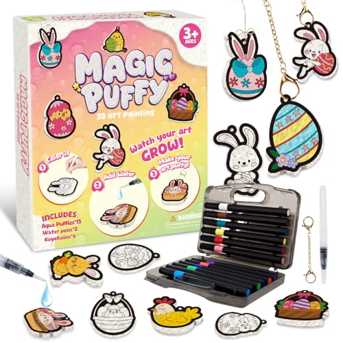 Artnedu Magic Puffy Paint 3D Art,Cute Bunny Theme,Ages 4-10 | Mess-Free Paint by Number Craft for Kids,DIY Color & Inflate Activity, Creative holiday gifts suitable for boys and girls - color: Easter