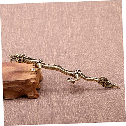 LIFKOME Dragon Pen Holder Desktop Ornament Antique Dragon Model Multi-Functional Calligraphy Brush Stand Unique Decorative Writing Rack for Home Office